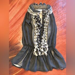 Robert Rodriguez + Neiman Marcus Target Ruffle Top Women’s Size S Black Beige